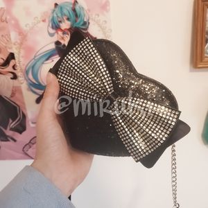 🗯 rhinestone bow heart minibag
